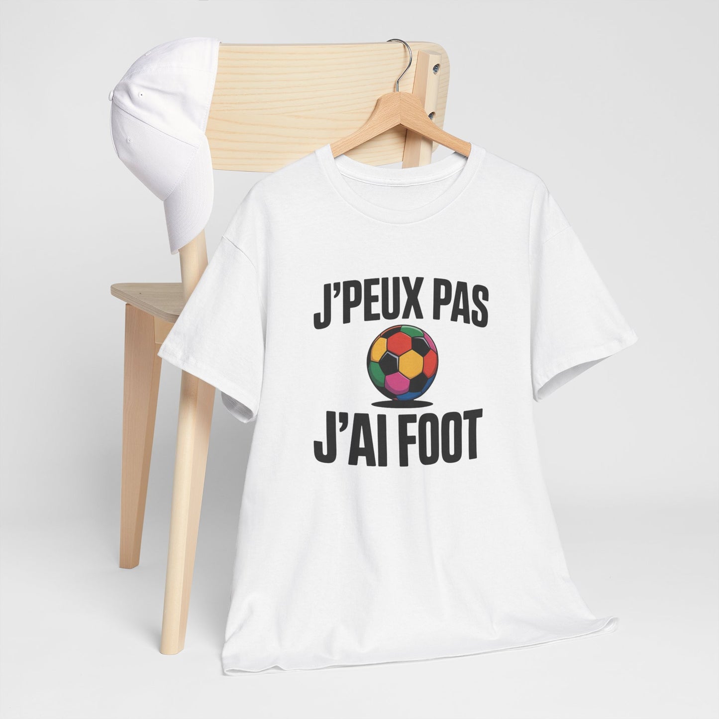T-shirt Humour J’Peux Pas J’Ai Foot – Tee Shirt Drôle Football Unisexe Blanc Gris Sport – Idée Cadeau Fan de Foot