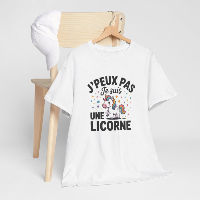 T-shirt Humour J’Peux Pas Je Suis une Licorne – Tee Shirt Adulte Femme Drôle et Mignon Blanc Gris Sport