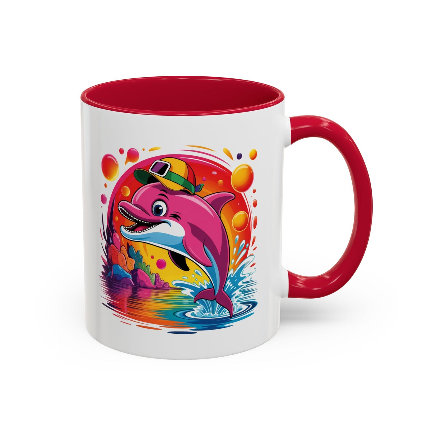 Mug Dauphin Coloré avec Casquette – Tasse Océan Kawaii Design Tropical et Fun – Cadeau Original 325ml
