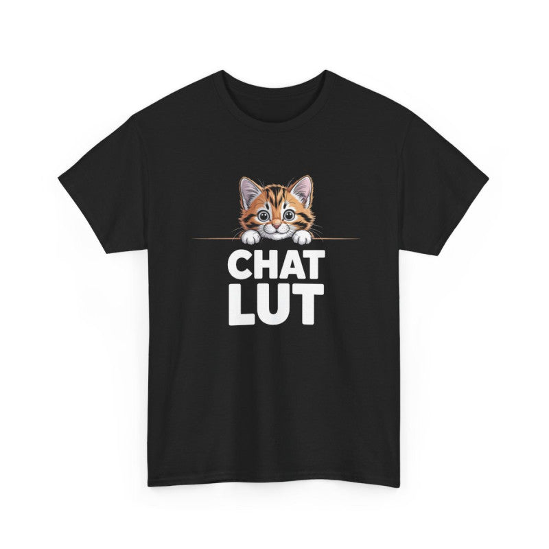 T-shirt Drôle “Chat Lut” – Tee Shirt Humour Chat Mignon Noir – Idée Cadeau Amoureux des Chats