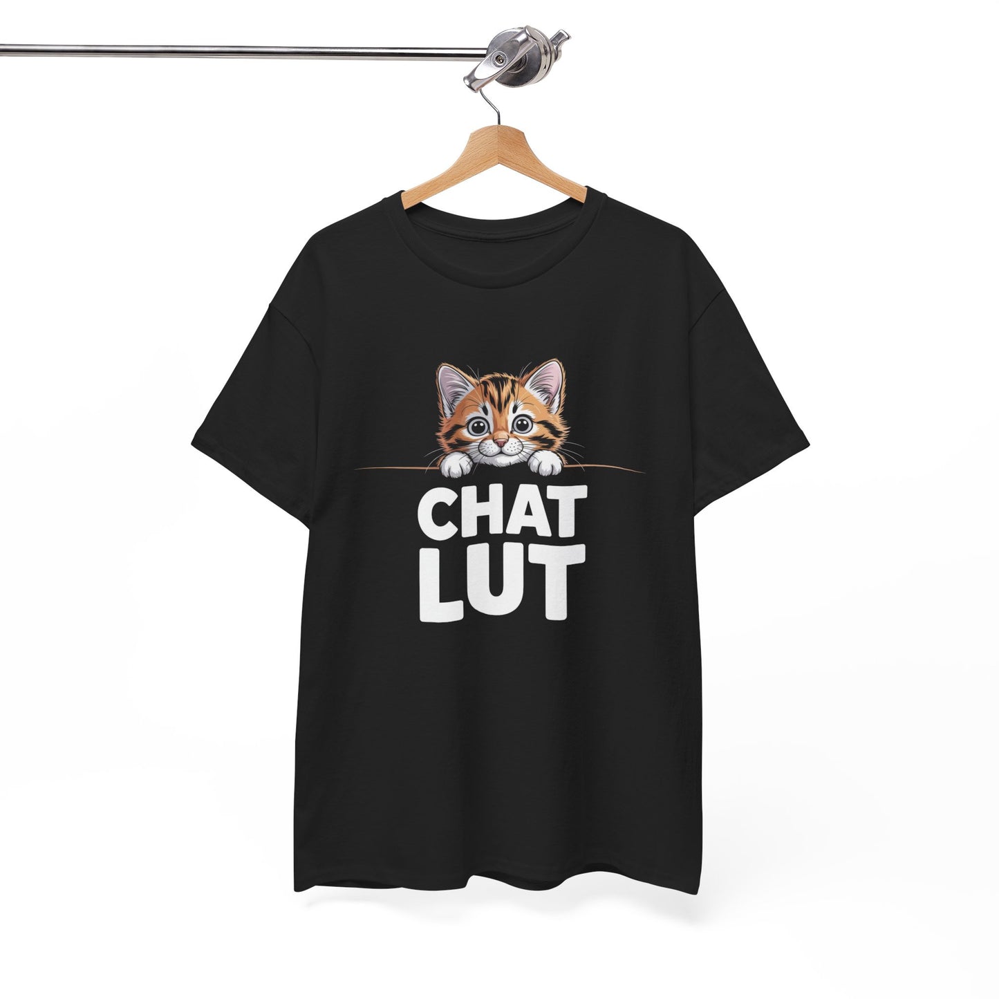 T-shirt Drôle “Chat Lut” – Tee Shirt Humour Chat Mignon Noir – Idée Cadeau Amoureux des Chats