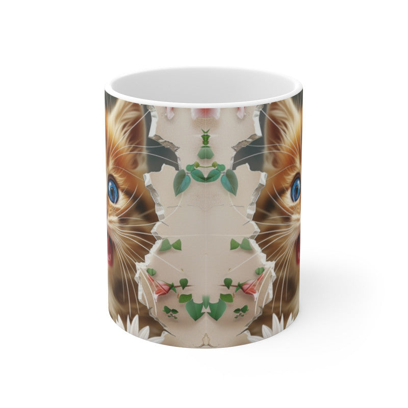 Mug Chat 3D Réaliste – Tasse Céramique 325ml – Design Chaton aux Yeux Bleus