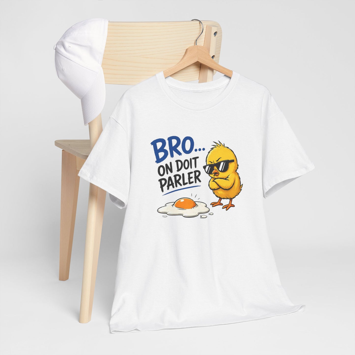 T-Shirt Humour Bro On Doit Parler – Jeu de Mots Œuf Poussin – Tee Shirt Drôle Homme Femme