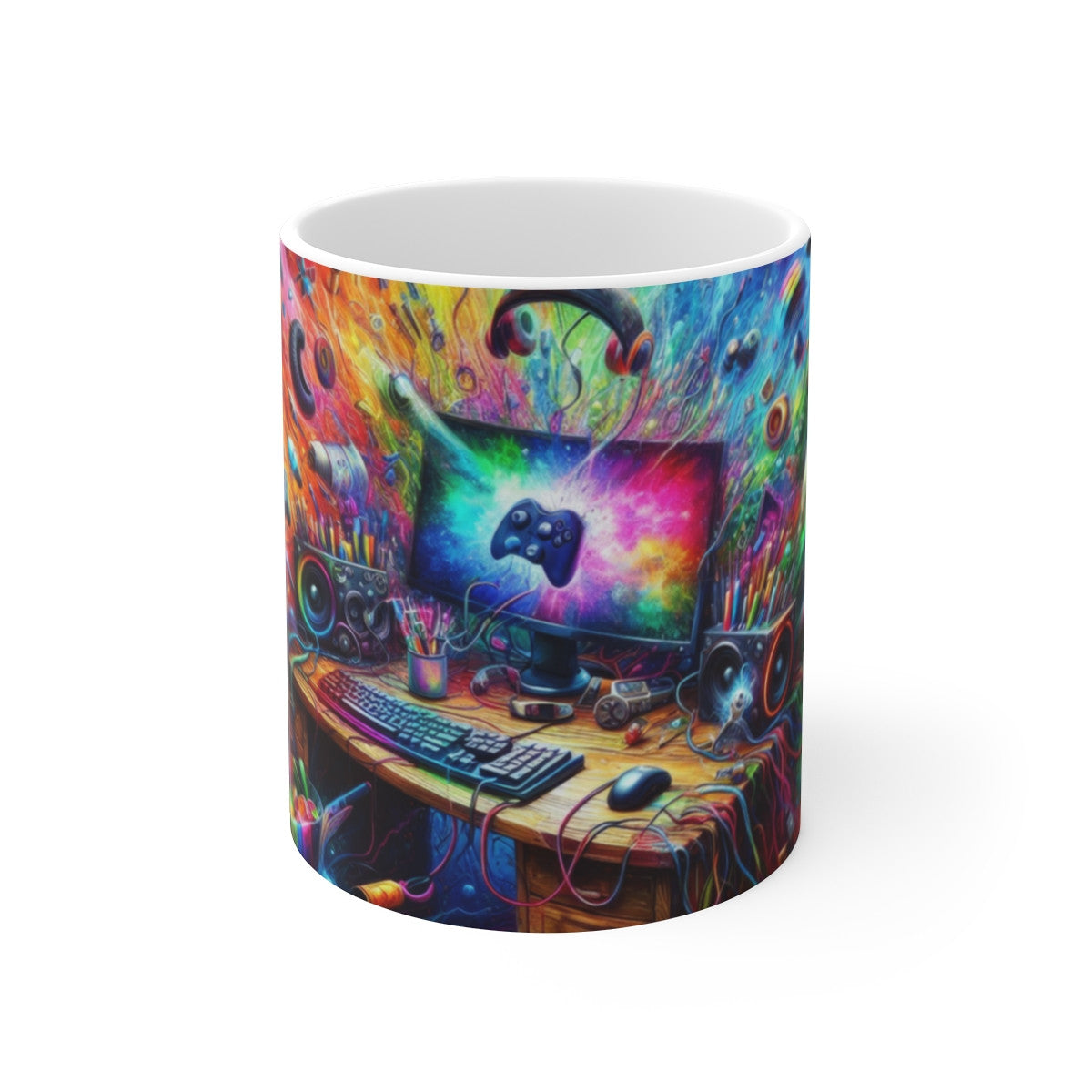Mug Gamer & Créatif – Explosion de Couleurs 3D – Tasse Céramique 325ml – Design Arc-en-Ciel pour Geek