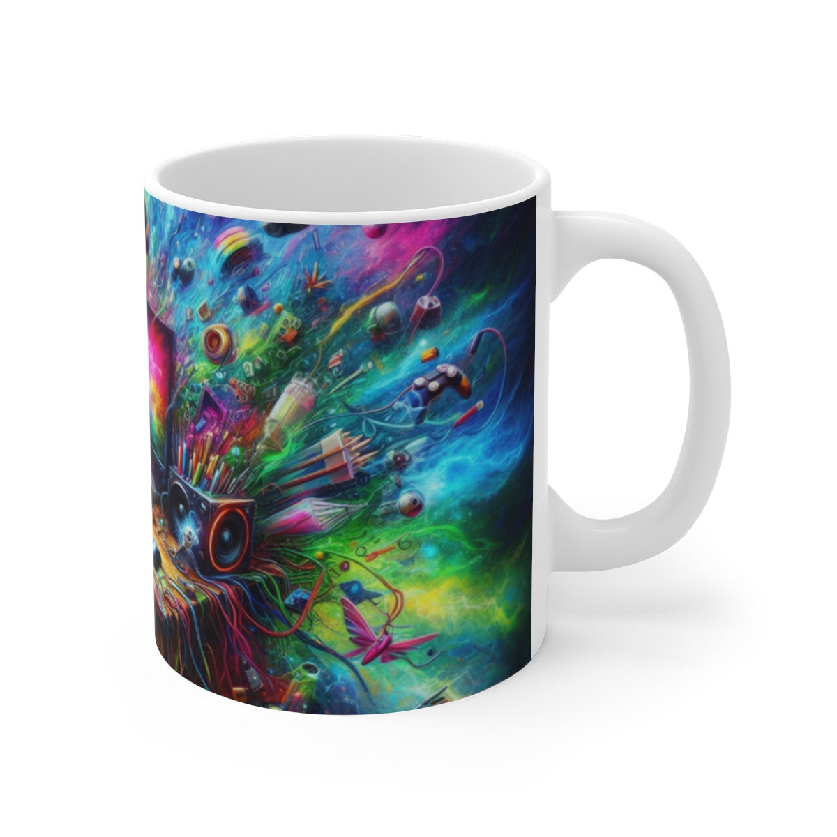 Mug Gamer & Créatif – Explosion de Couleurs 3D – Tasse Céramique 325ml – Design Arc-en-Ciel pour Geek