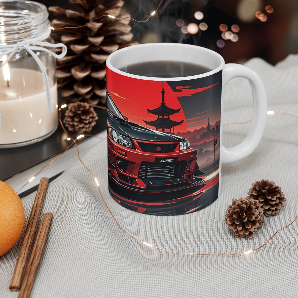 Tasse Voiture Japonaise JDM – Mug Céramique 325 ml – Design Racing Drift Rouge & Noir