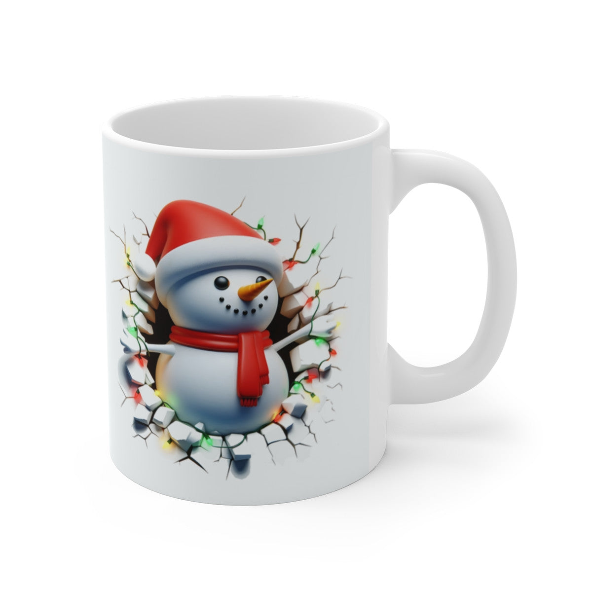 Tasse Drôle de Noël Bonhomme de Neige – Mug Céramique 325 ml – Design Humoristique Guirlandes