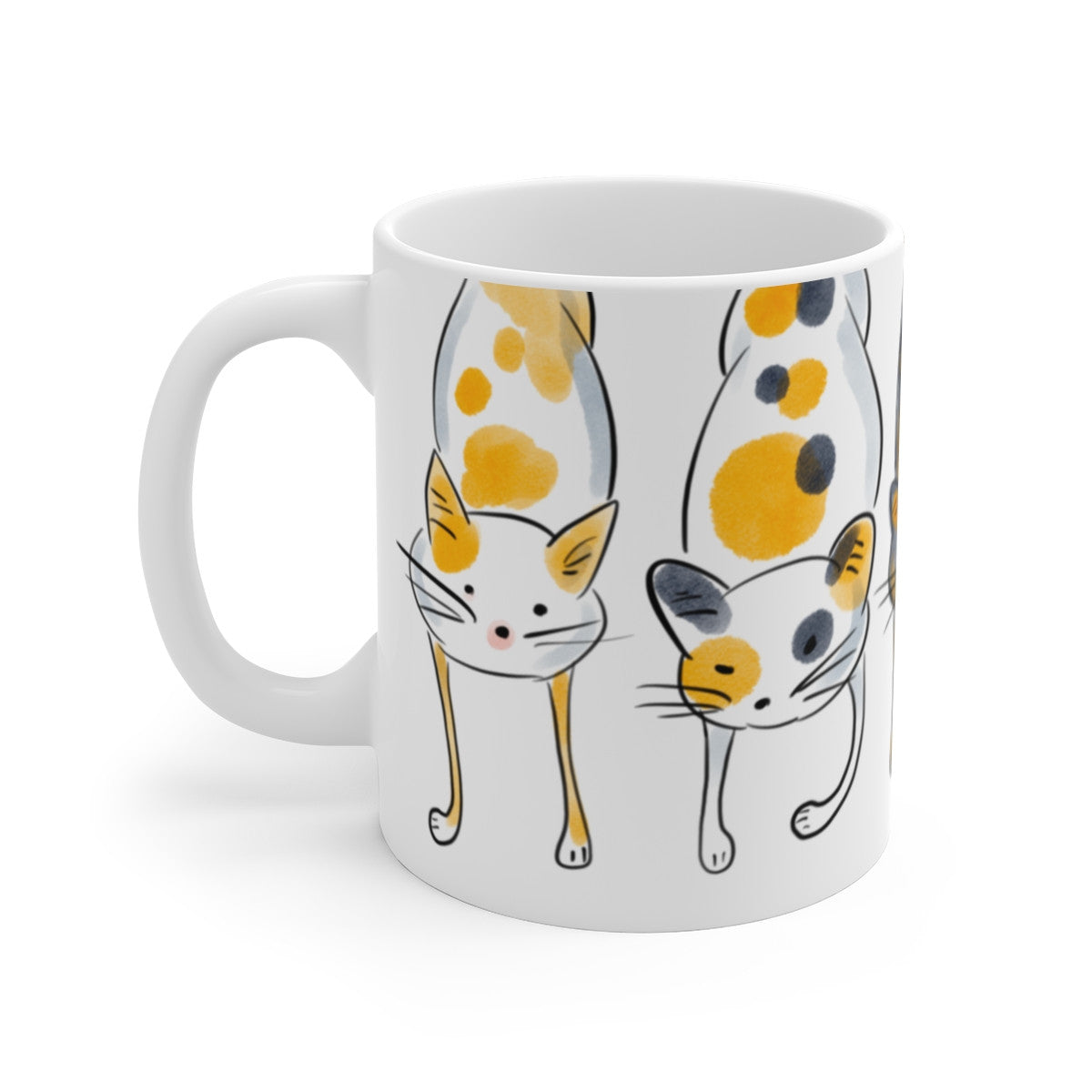 Tasse Chats Aquarelle – Mug Céramique 325 ml – Design Félin Artistique Coloré – Cadeau Amoureux des Chats Café Thé