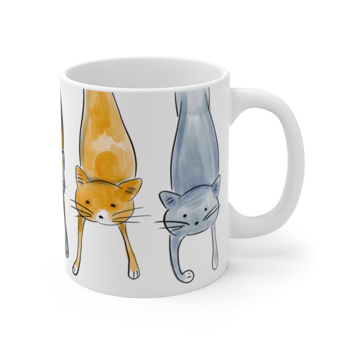 Tasse Chats Aquarelle – Mug Céramique 325 ml – Design Félin Artistique Coloré – Cadeau Amoureux des Chats Café Thé