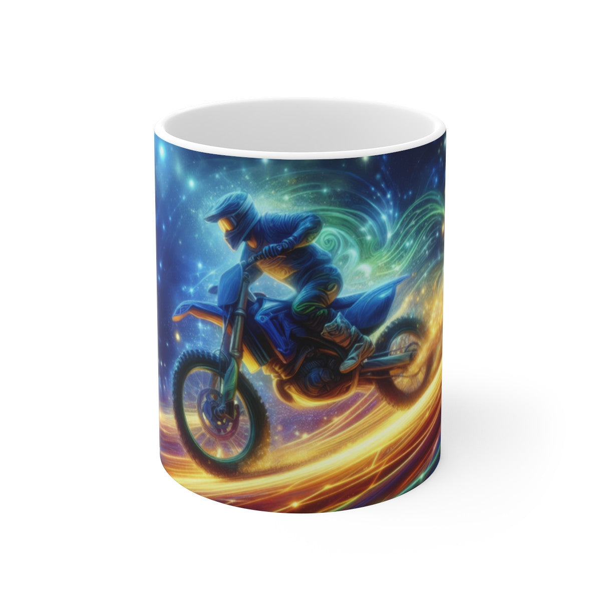 Tasse Moto Motocross – Mug Céramique 325 ml – Design Galactique Futuriste – Cadeau Passionné de Moto Sport