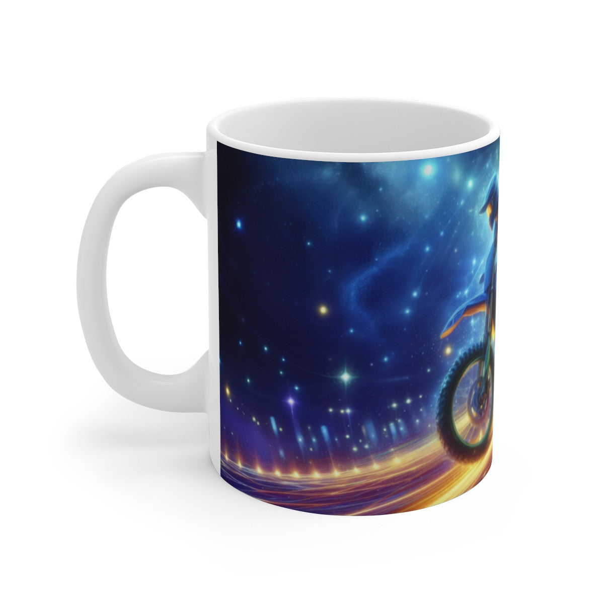 Tasse Moto Motocross – Mug Céramique 325 ml – Design Galactique Futuriste – Cadeau Passionné de Moto Sport
