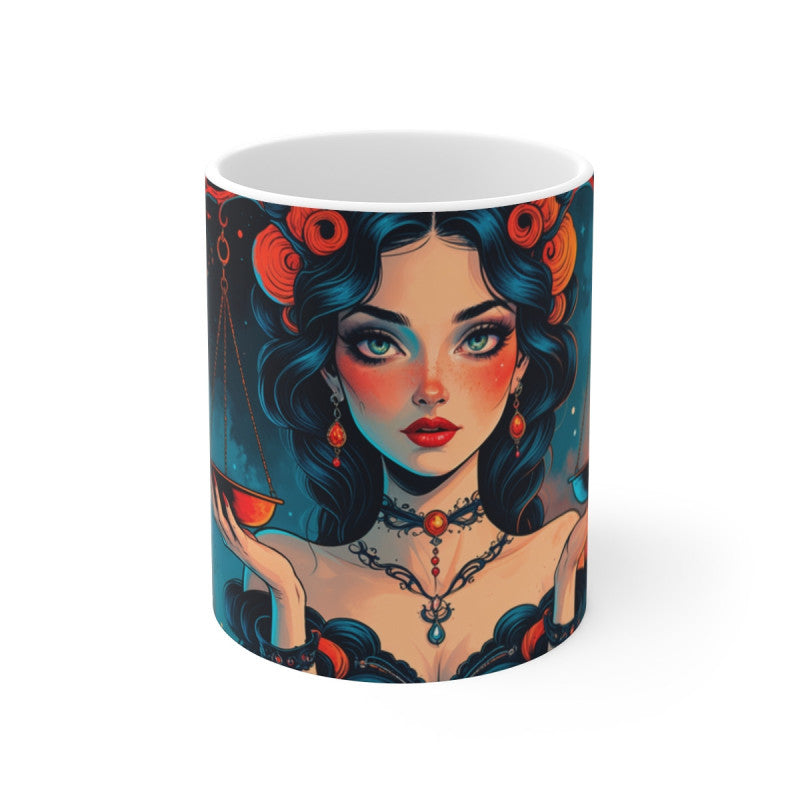 Tasse Signe Balance – Mug Zodiaque Céramique 325 ml – Art Mystique Féminin Équilibre et Harmonie – Cadeau Astrologique