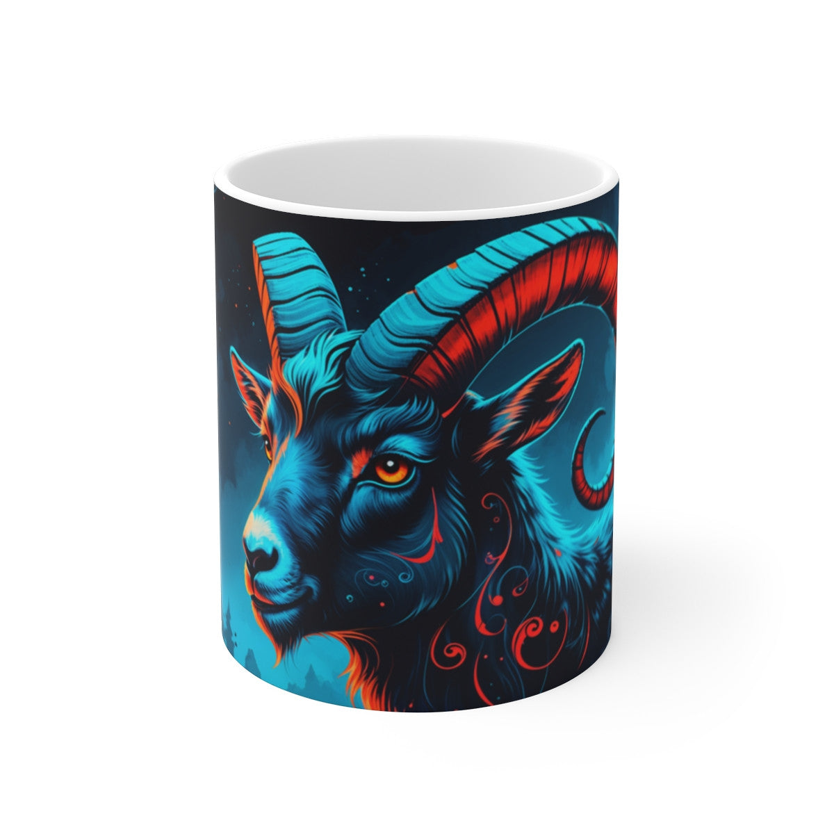 Tasse Signe Capricorne – Mug Zodiaque Céramique 325 ml – Art Mystique Bleu et Feu – Cadeau Astrologique