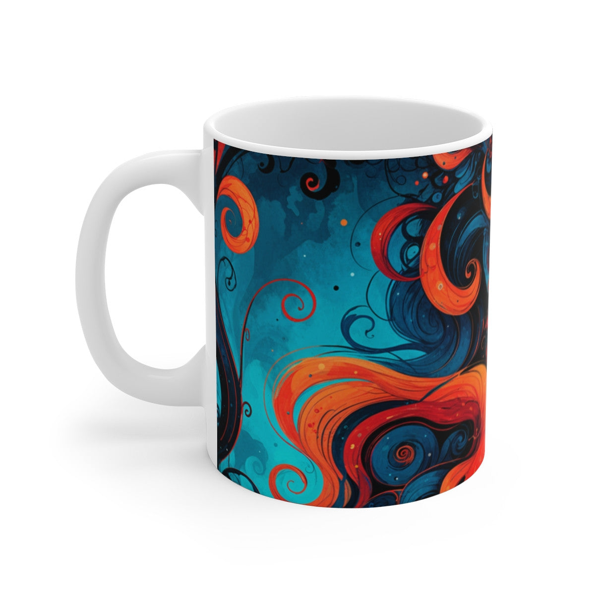 Tasse Signe Vierge – Mug Zodiaque Céramique 325 ml – Art Mystique Féminin Bleu et Feu – Cadeau Astrologique