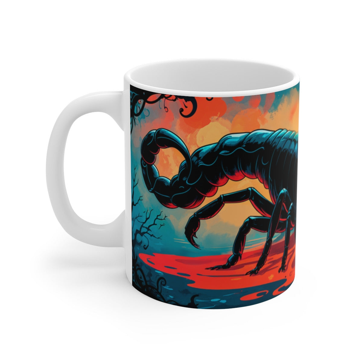 Tasse Signe Scorpion – Mug Zodiaque Céramique 325 ml – Art Mystique Bleu et Rouge – Cadeau Astrologique