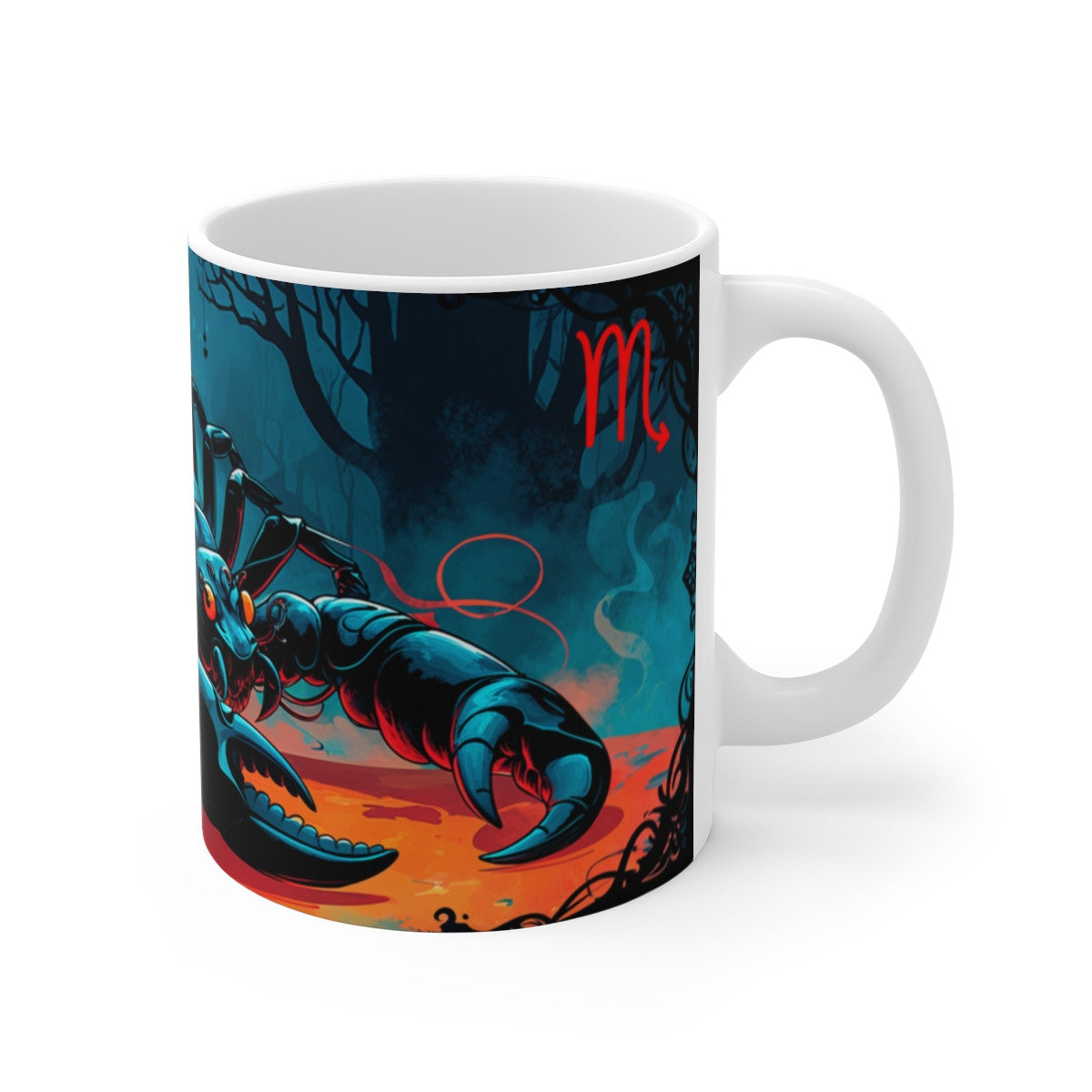 Tasse Signe Scorpion – Mug Zodiaque Céramique 325 ml – Art Mystique Bleu et Rouge – Cadeau Astrologique