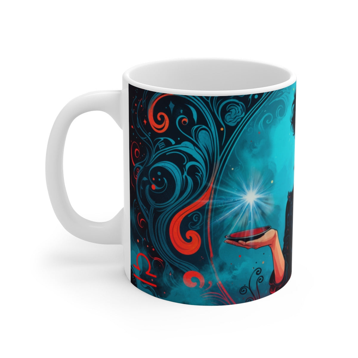 Tasse Signe Balance – Mug Zodiaque Céramique 325 ml – Art Mystique Bleu et Feu – Cadeau Astrologique