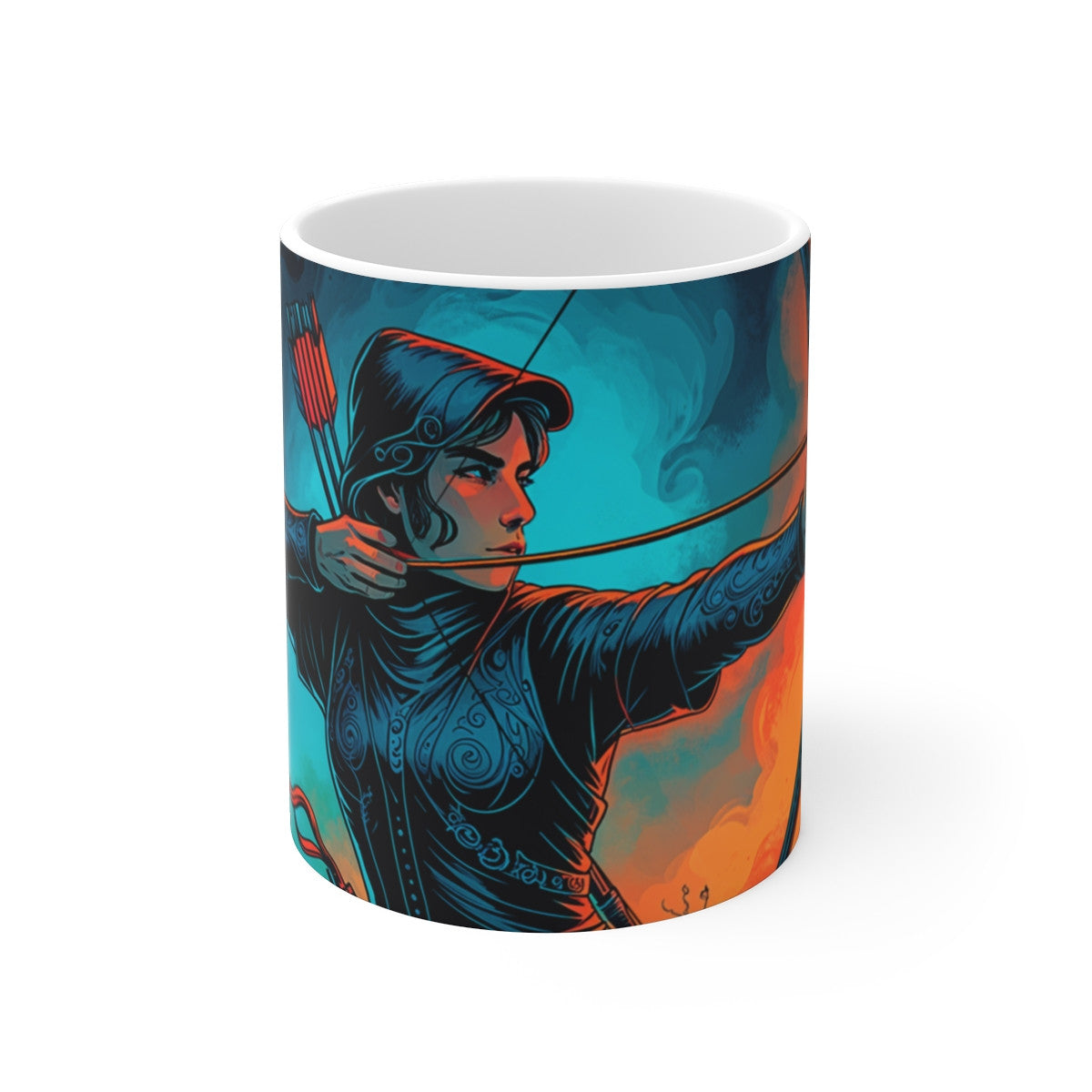 Tasse Signe Sagittaire – Mug Zodiaque Céramique 325 ml – Art Mystique Bleu et Feu – Cadeau Astrologique