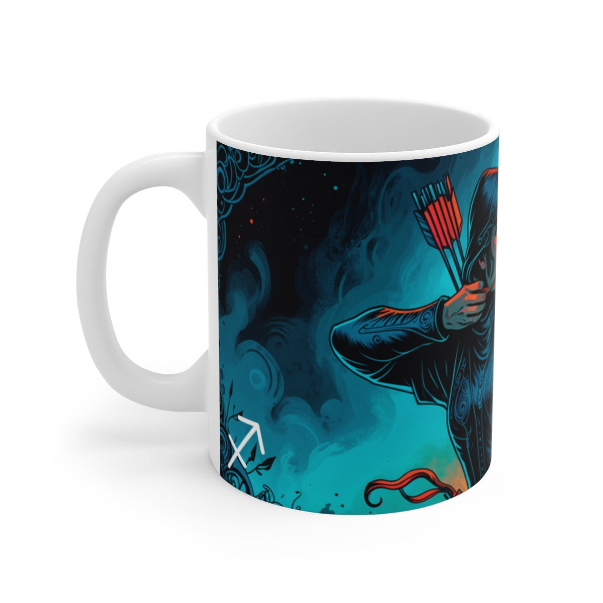 Tasse Signe Sagittaire – Mug Zodiaque Céramique 325 ml – Art Mystique Bleu et Feu – Cadeau Astrologique