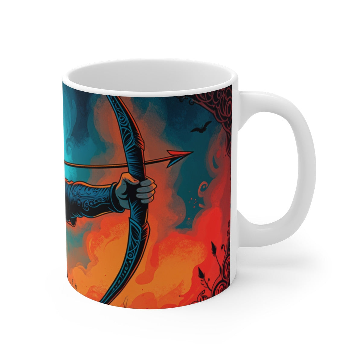 Tasse Signe Sagittaire – Mug Zodiaque Céramique 325 ml – Art Mystique Bleu et Feu – Cadeau Astrologique