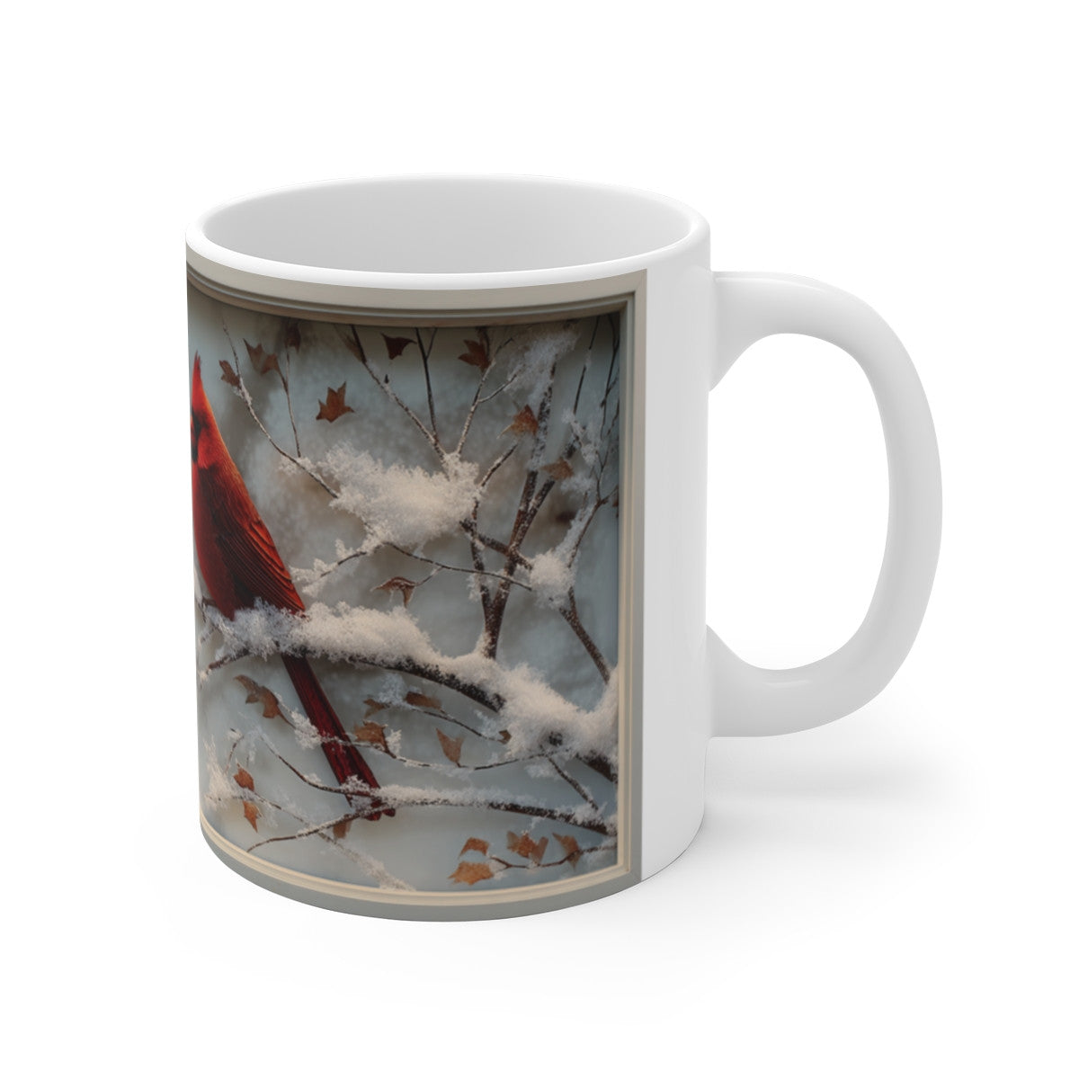 Tasse Cardinaux Rouges – Mug Hivernal Céramique 325 ml – Oiseaux dans la Neige – Cadeau Nature & Noël