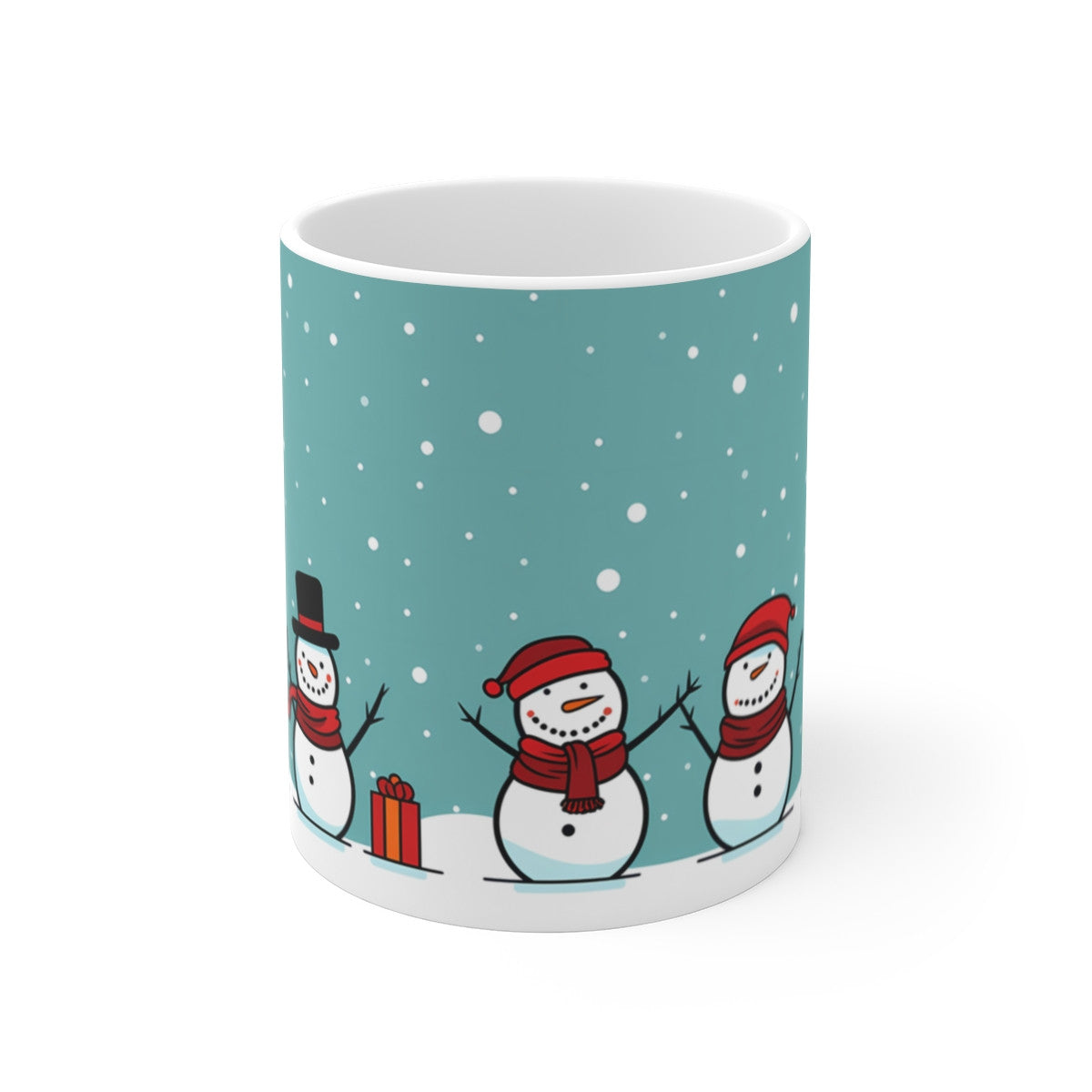 Tasse Bonhommes de Neige – Mug Noël Céramique 325 ml – Hiver Joyeux et Cadeau Festif – Illustration Drôle et Colorée