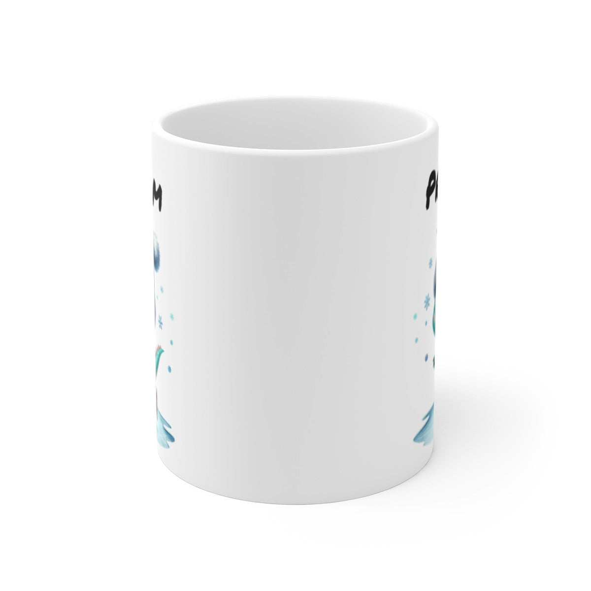 Tasse Dinosaure de Noël Personnalisable – Mug Céramique 325 ml – Petit Dino Patineur – Cadeau Enfant Hiver