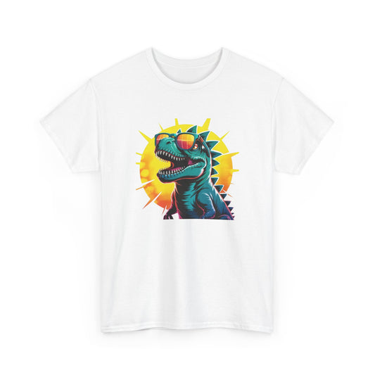 T-Shirt Dinosaure Lunettes Soleil – Tee Shirt T-Rex Vintage Sunset – Cadeau Fun Original Noir Blanc Gris