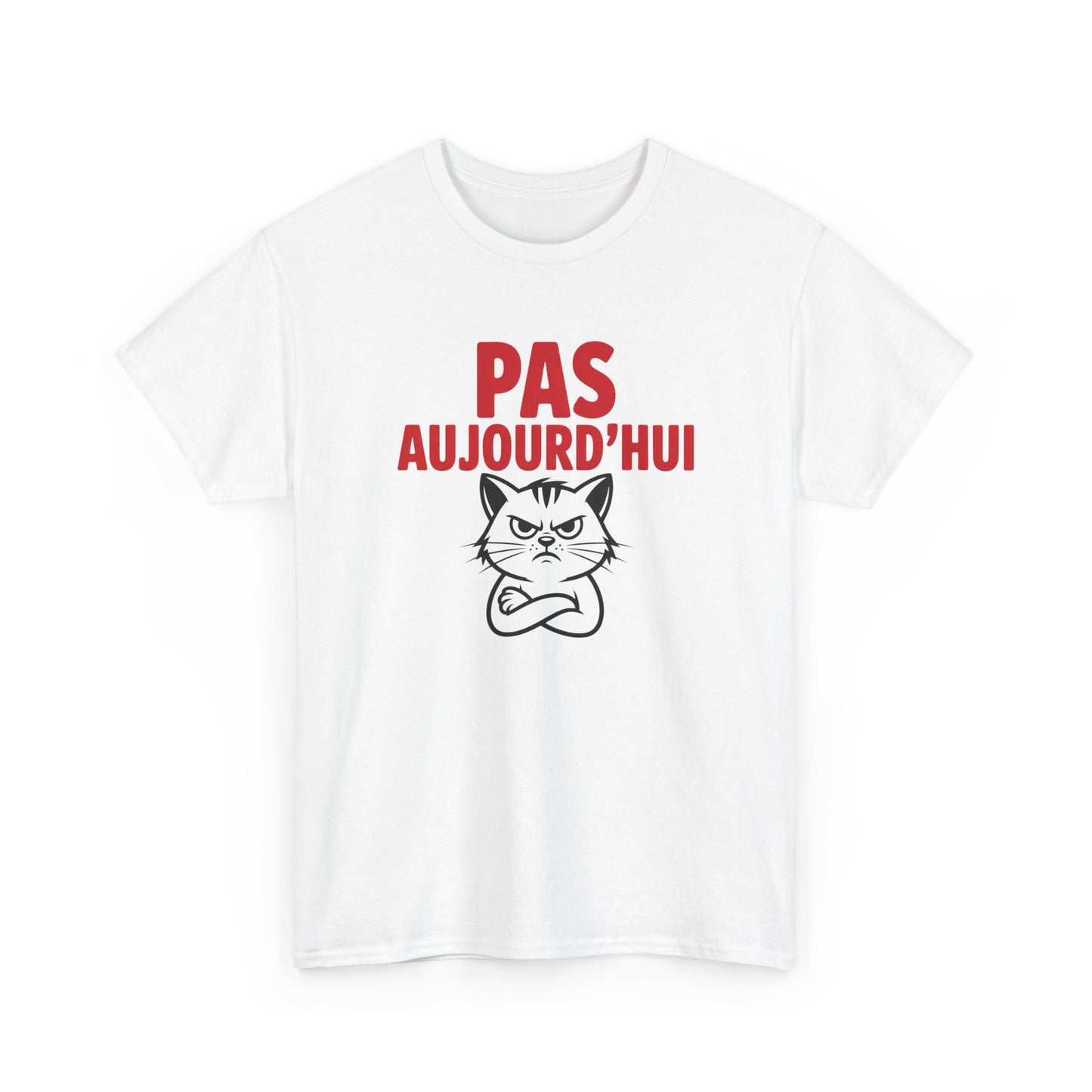 T-Shirt Humour Pas Aujourd’hui Chat Grincheux – Tee Shirt Drôle Anti Motivation Fatigue Travail Bureau Cadeau Homme Femme