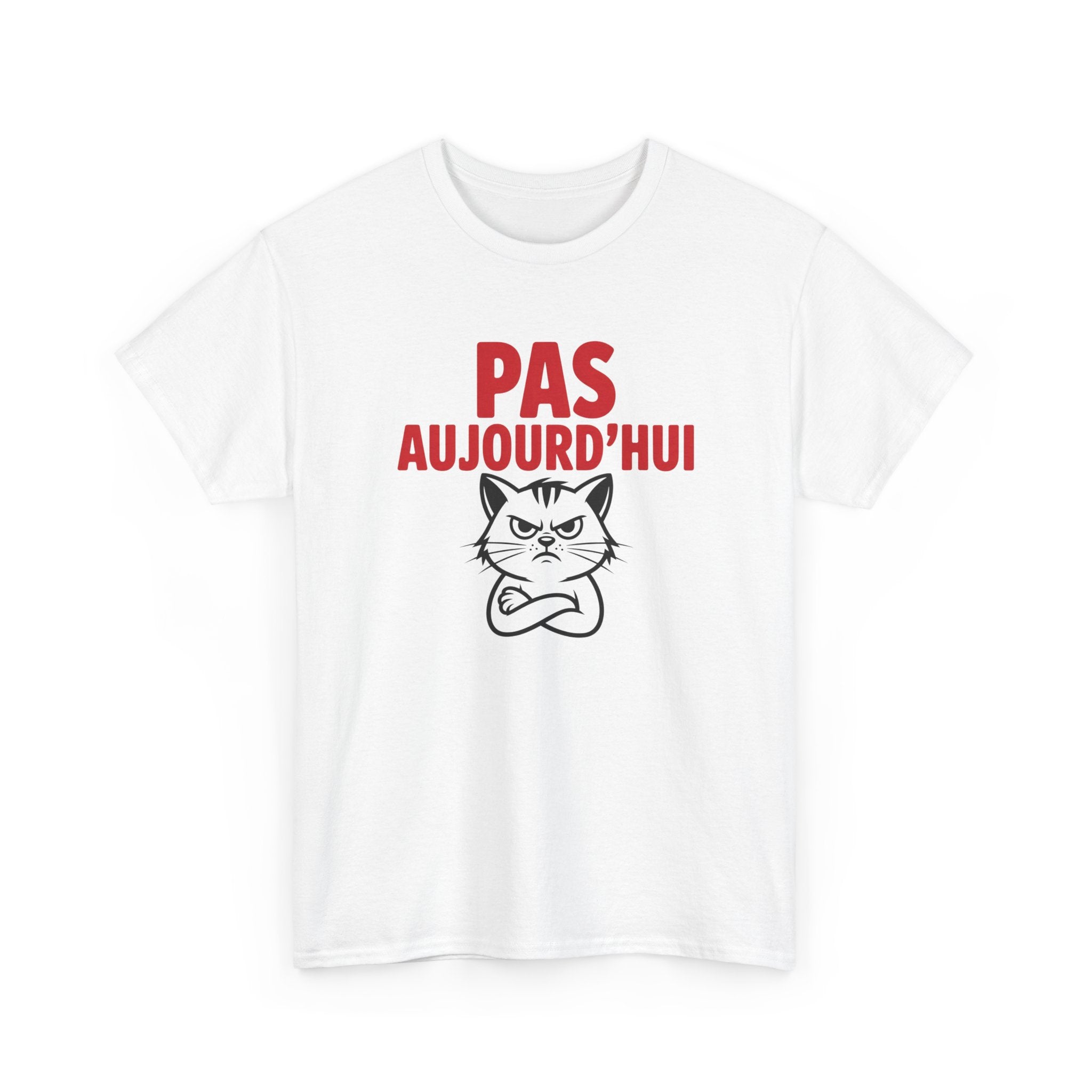 T-Shirt Humour Pas Aujourd’hui Chat Grincheux – Tee Shirt Drôle Anti Motivation Fatigue Travail Bureau Cadeau Homme Femme