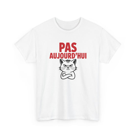 T-Shirt Humour Pas Aujourd’hui Chat Grincheux – Tee Shirt Drôle Anti Motivation Fatigue Travail Bureau Cadeau Homme Femme