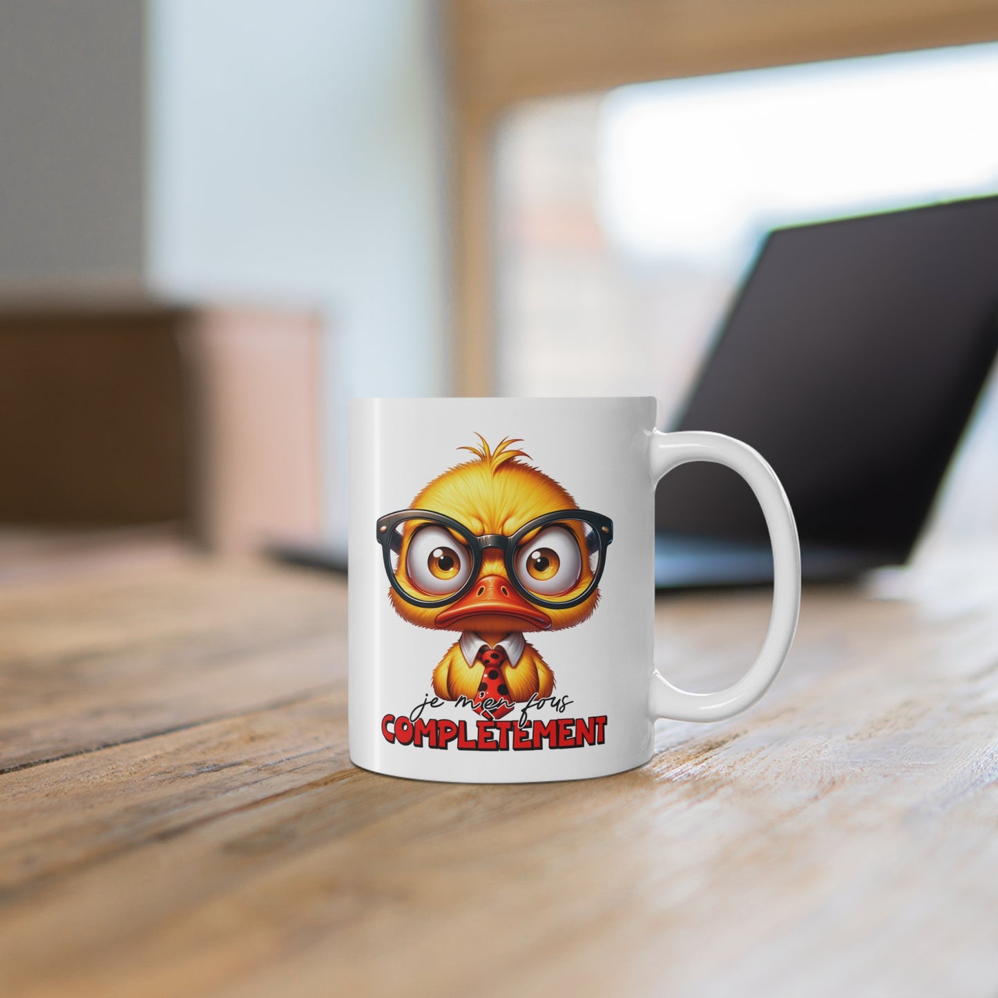 Tasse Je M’En Fous Complètement – Mug Canard Humour Drôle – Cadeau Homme Femme 325ml