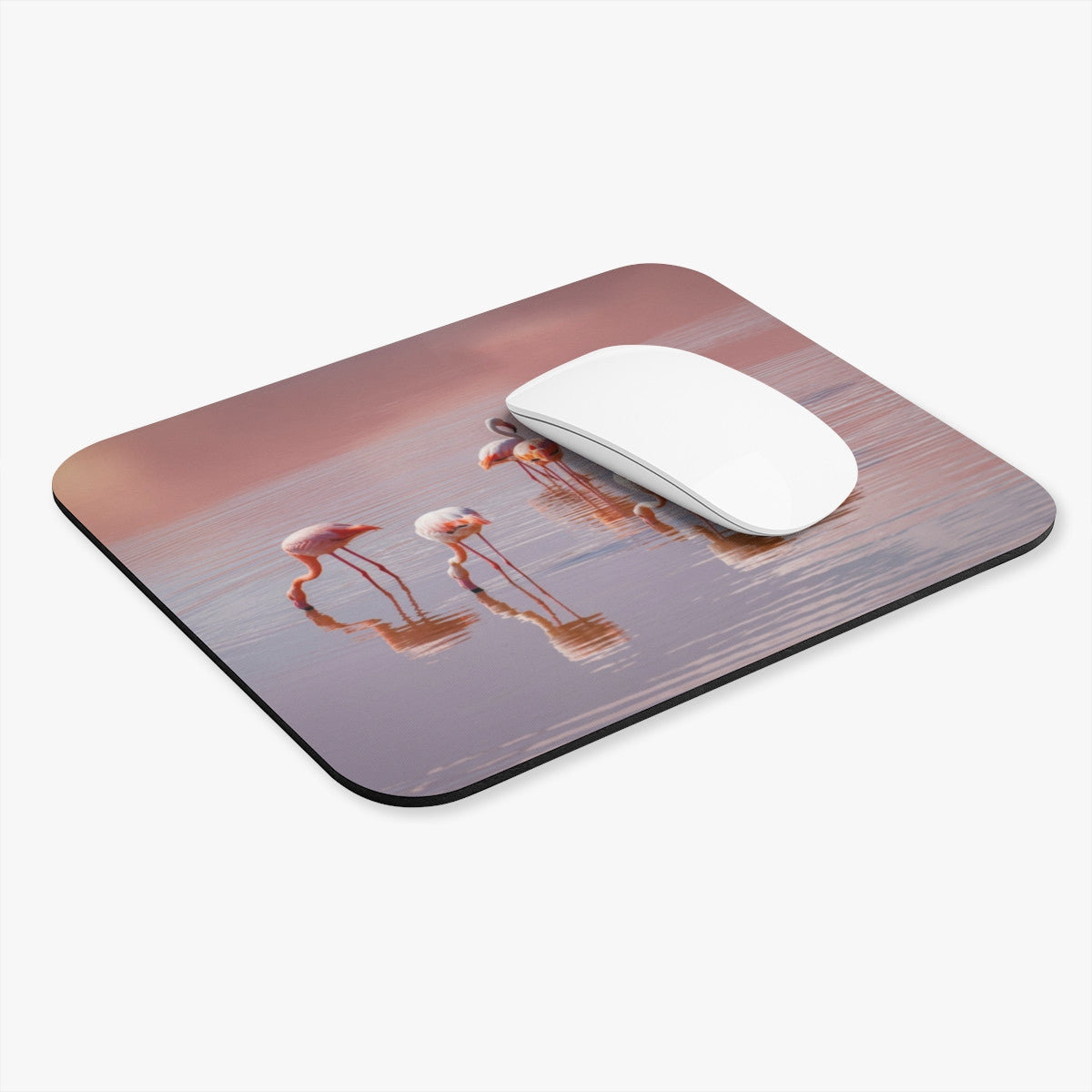 Tapis de souris 22x18 cm – Flamants Roses dans l’Eau – Design Pastel & Tropical Élégant – Ambiance Zen