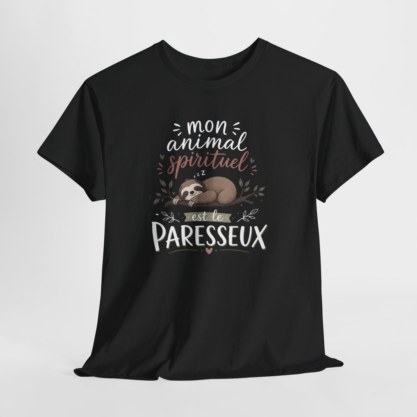 Tee-Shirt Mon Animal Spirituel est le Paresseux – Cadeau Humour Animal Mignon Homme Femme