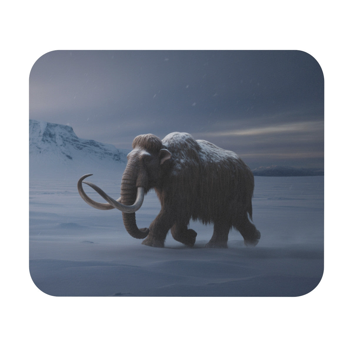 Tapis de souris 22x18 cm – Mammouth Laineux dans la Neige – Monde Glaciaire & Préhistoire