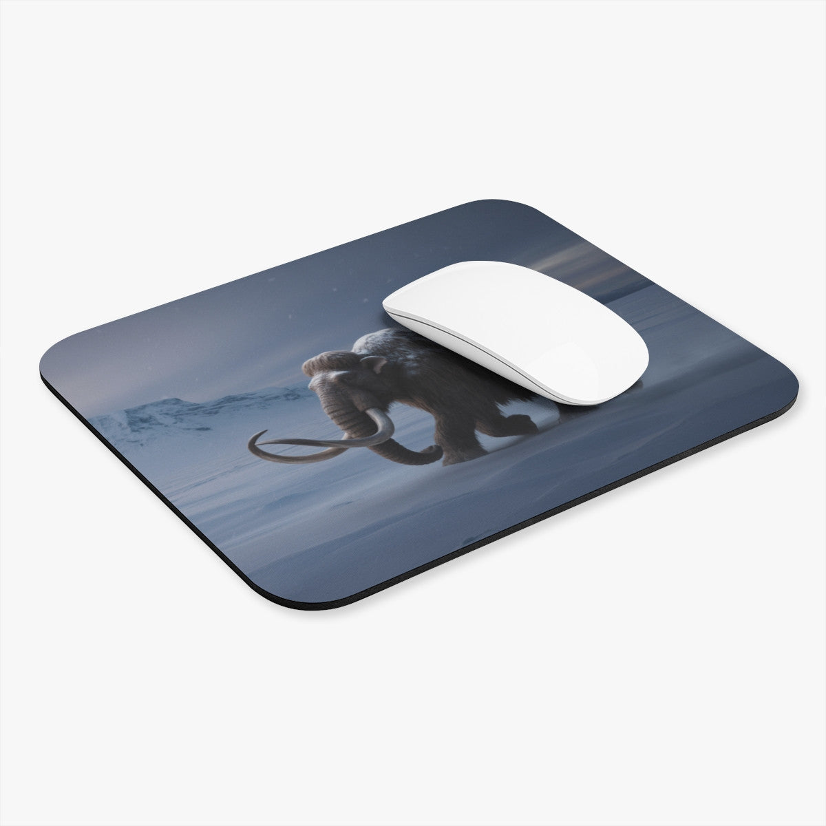 Tapis de souris 22x18 cm – Mammouth Laineux dans la Neige – Monde Glaciaire & Préhistoire