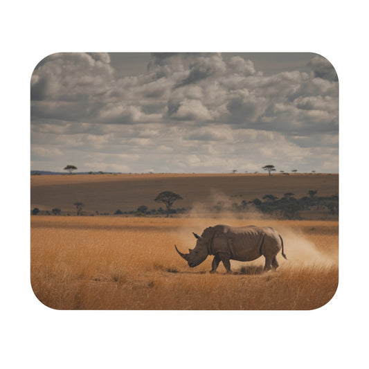 Tapis de souris 22x18 cm – Rhinocéros dans la Savane Africaine – Force & Sérénité de la Nature Sauvage