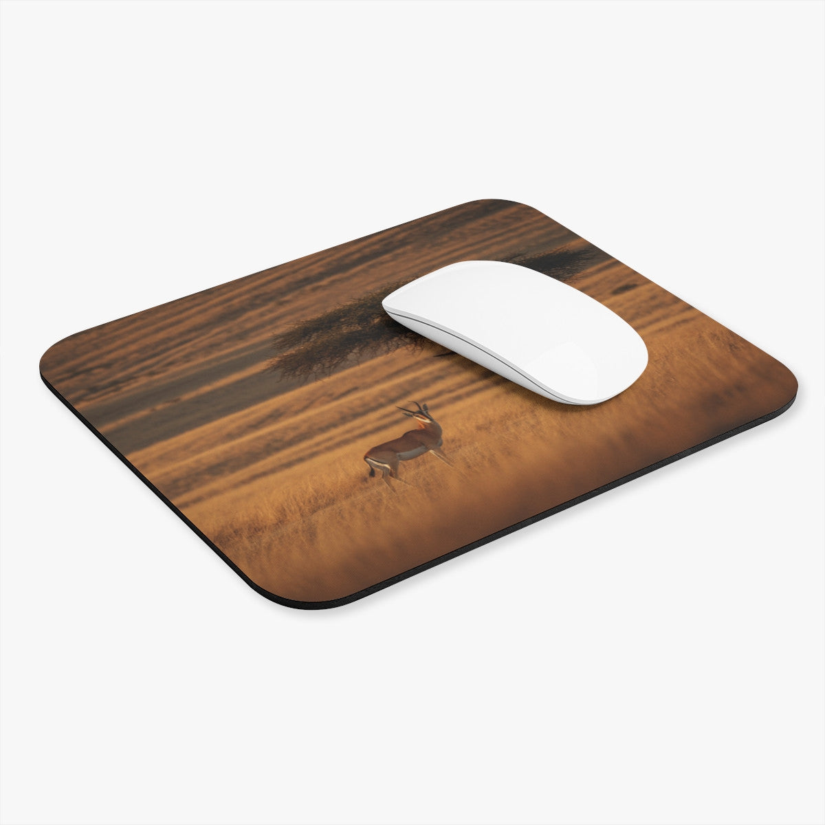 Tapis de souris 22x18 cm – Gazelle dans la Savane Africaine – Élégance Sauvage & Lumière Dorée