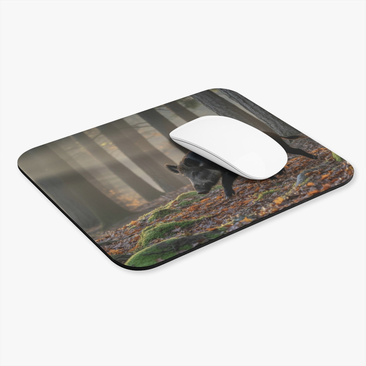 Tapis de souris 22x18 cm – Sanglier en Forêt d’Automne – Nature Sauvage & Lumière Matinale