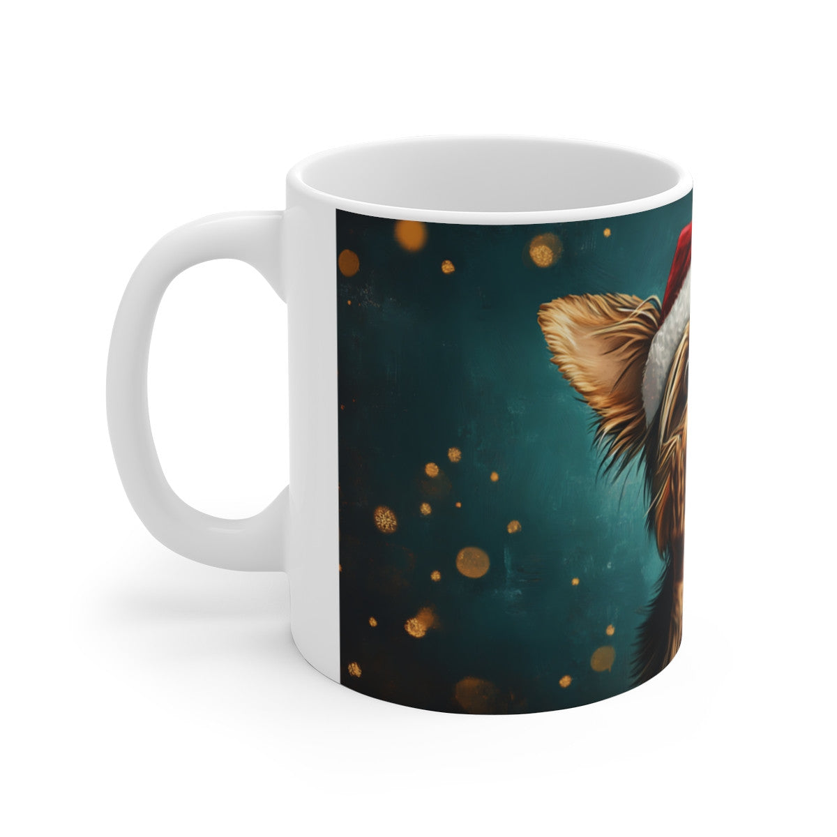 Tasse Chien de Noël – Mug avec Petit Chien Surpris et Bonnet de Santa – Cadeau Mignon et Festif 325 ml