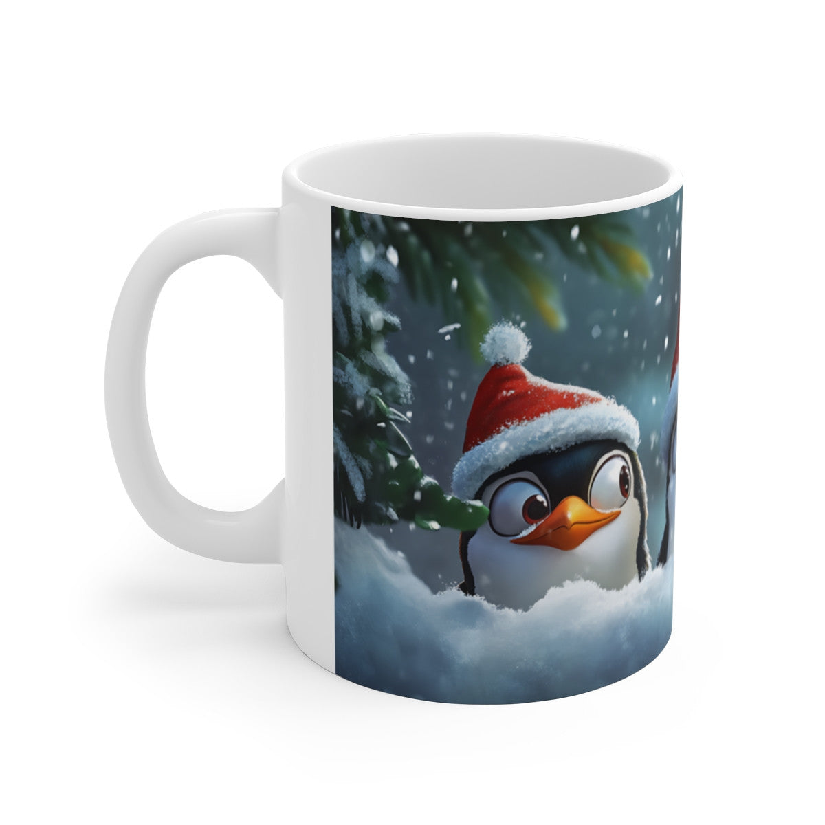 Tasse Pingouins de Noël – Mug Hiver Mignon 325 ml – Trois Pingouins avec Bonnet de Santa – Cadeau Festif et Adorable