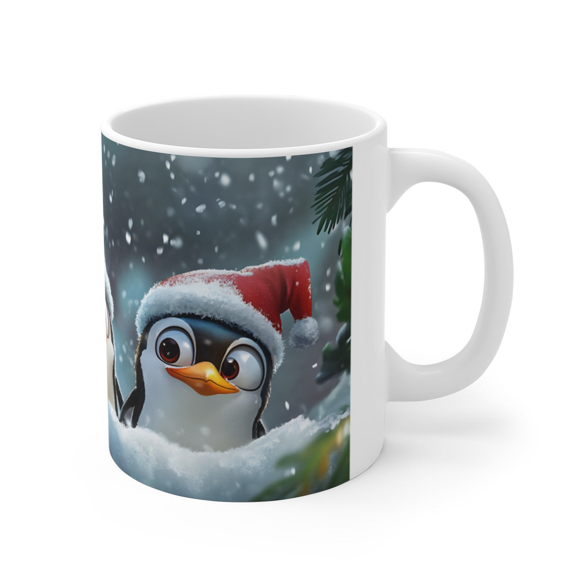 Tasse Pingouins de Noël – Mug Hiver Mignon 325 ml – Trois Pingouins avec Bonnet de Santa – Cadeau Festif et Adorable