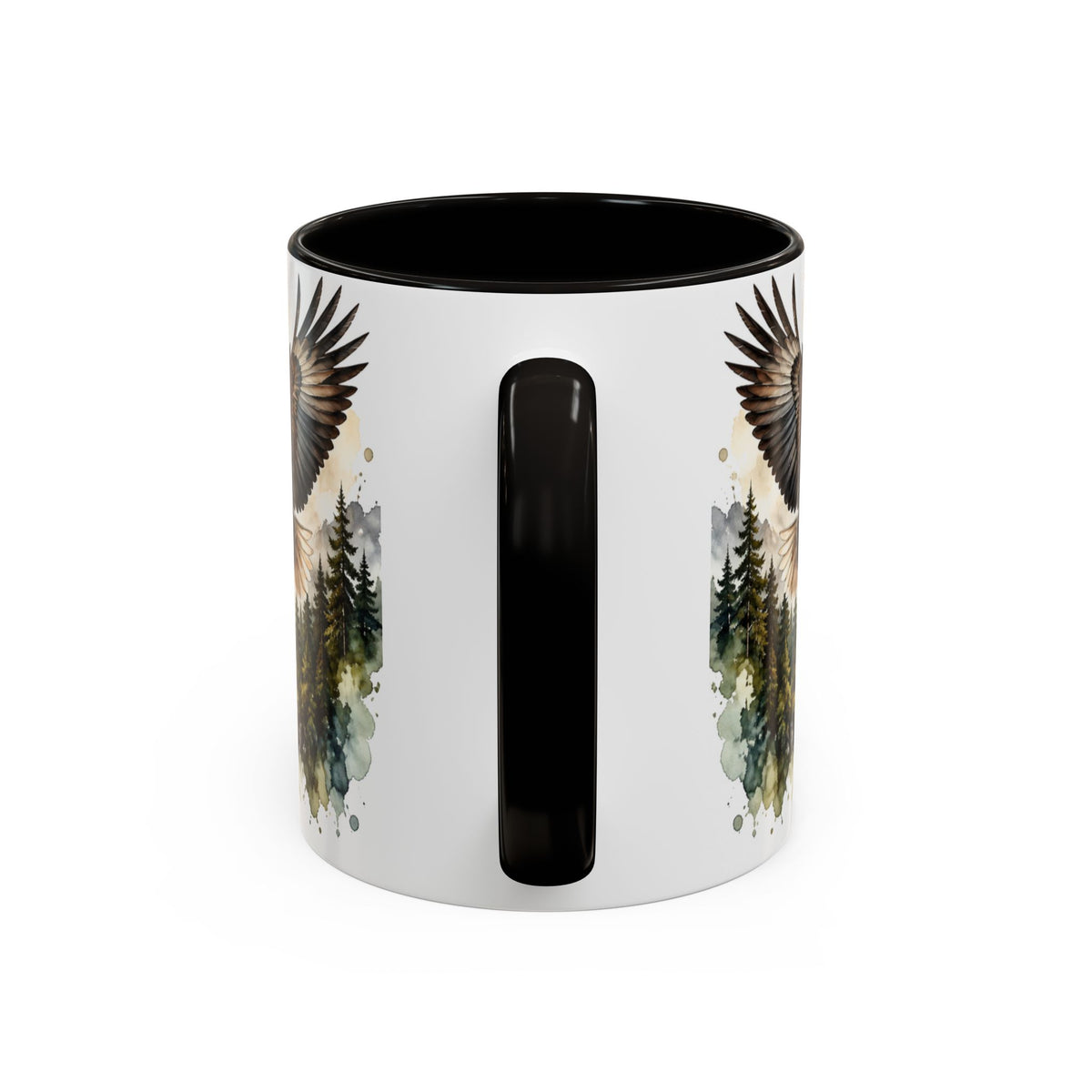 Mug Aigles en Vol au-dessus des Montagnes – Tasse Nature Sauvage Style Aquarelle – Cadeau Original Amoureux des Rapaces et Paysages