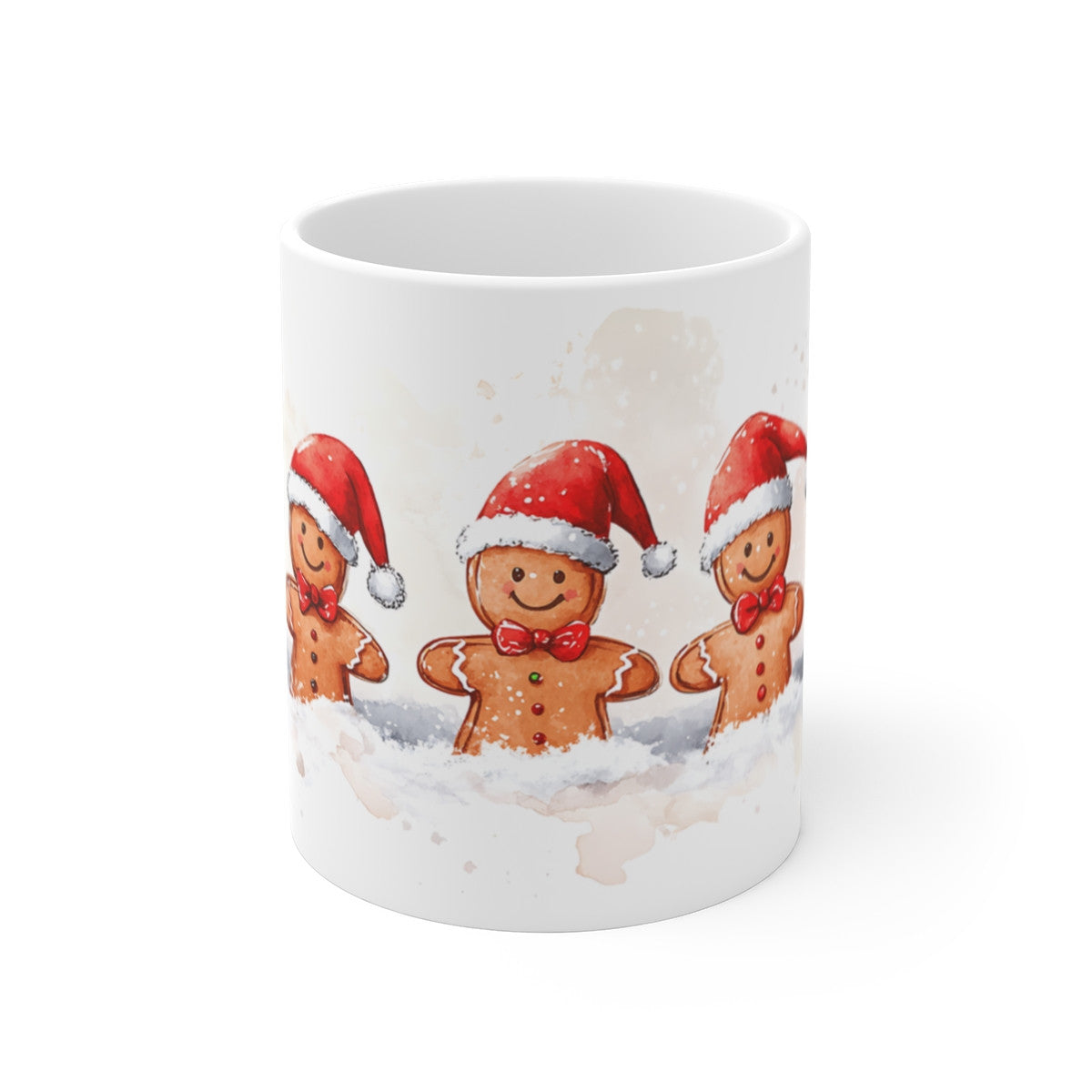 Tasse Bonhommes Pain d’Épices de Noël – Mug Festif 325 ml – Cinq Biscuits en Bonnet de Santa