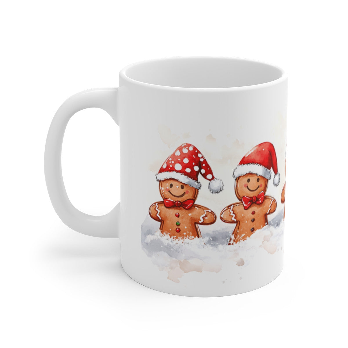 Tasse Bonhommes Pain d’Épices de Noël – Mug Festif 325 ml – Cinq Biscuits en Bonnet de Santa