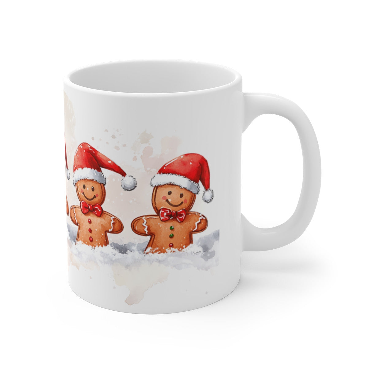 Tasse Bonhommes Pain d’Épices de Noël – Mug Festif 325 ml – Cinq Biscuits en Bonnet de Santa