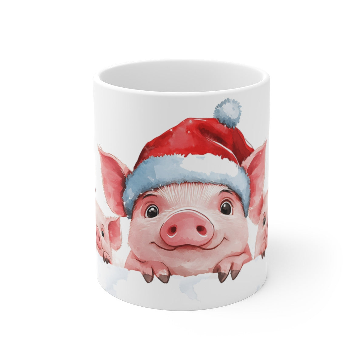 Tasse Cochons de Noël – Mug Hiver 325 ml – Trois Petits Cochons avec Bonnet de Santa – Cadeau