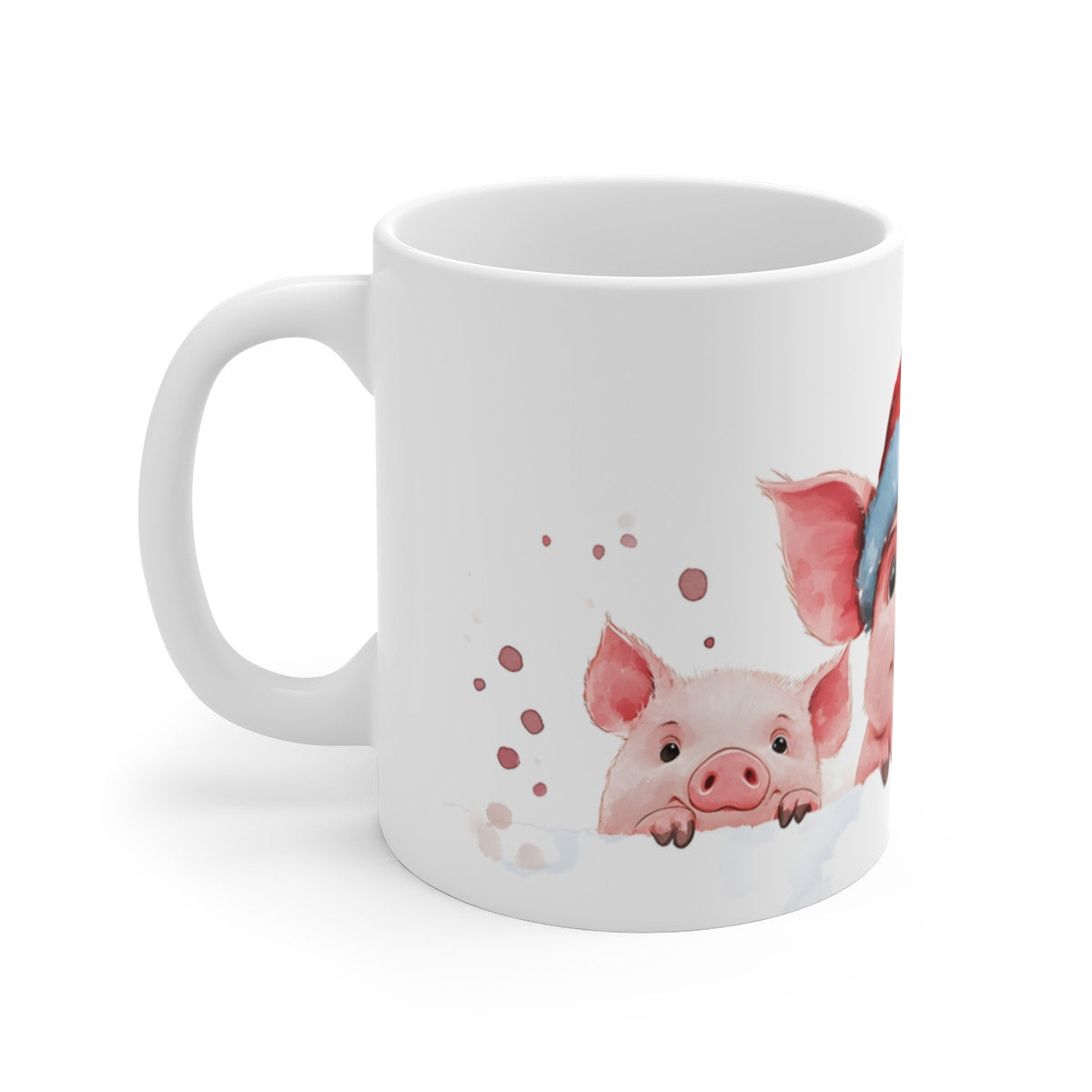 Tasse Cochons de Noël – Mug Hiver 325 ml – Trois Petits Cochons avec Bonnet de Santa – Cadeau