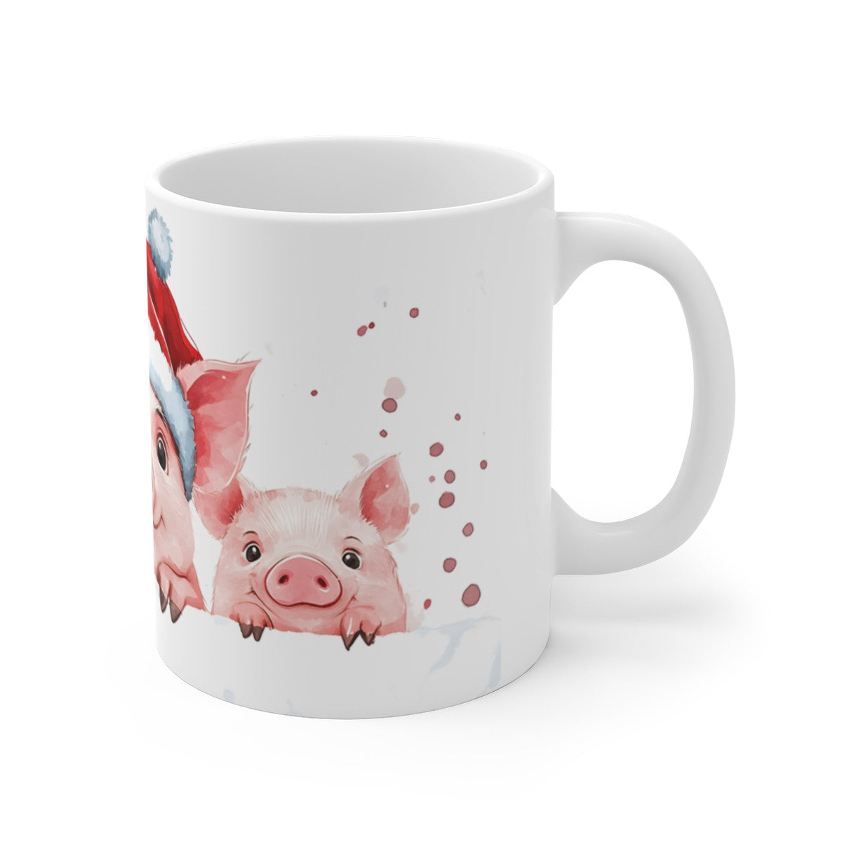 Tasse Cochons de Noël – Mug Hiver 325 ml – Trois Petits Cochons avec Bonnet de Santa – Cadeau