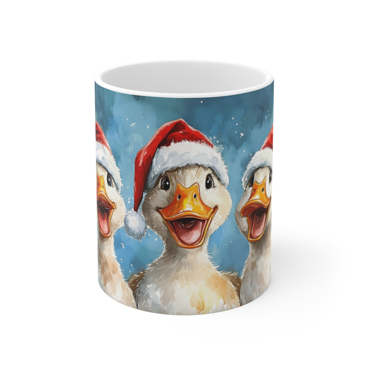 Tasse Canards de Noël – Mug Hiver 325 ml – Trois Canards Rigolos en Bonnet de Noël  – Cadeau